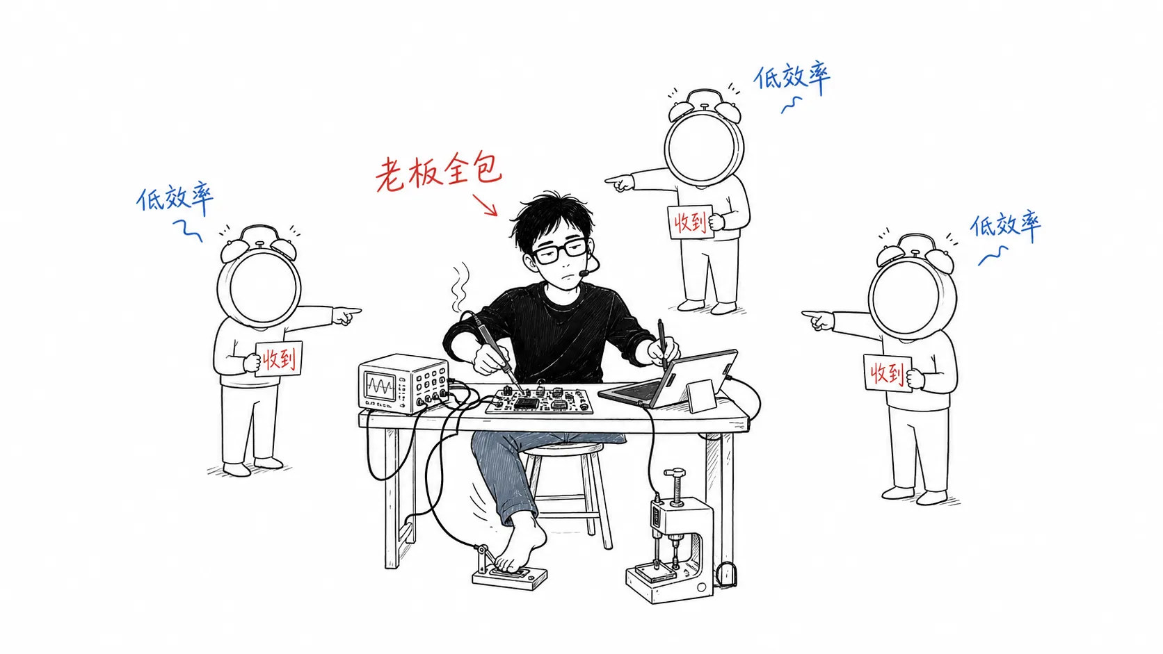 Kama 一个人操作全部工作,周围的低效团队只会回复收到